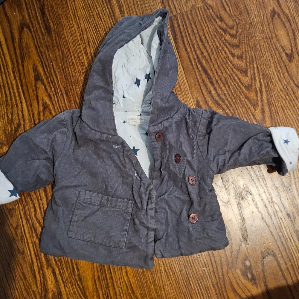 Louis Louise grey corduroy baby jacket size 12 Months